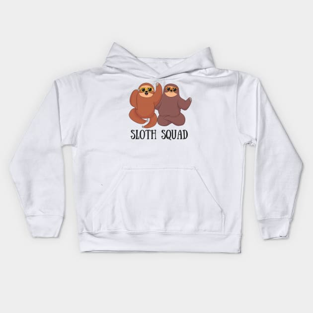 Sloth Squad, Funny Cute Sloth Fan Kids Hoodie by Dreamy Panda Designs